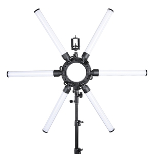 Anneau lumineux LED dimmable 120W pour Ft-06 avec trépied, <span class=keywords><strong>6</strong></span> tubes, 3200K-5500K, IRC 97, en aluminium, pour streaming en direct et maquillage - Product Image 2