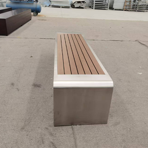 Ventes d'usine de meubles de patio extérieur banc de parc en métal étanche chaises longues en bois + acier banc moderne - Product Image 4