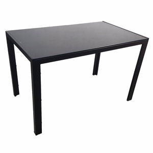 Mesa de Comedor Negra Simple DB, Vidrio Templado, Patas de Hierro, Rectangular, Diseño Moderno Minimalista, Muebles para el Hogar - Product Image 4