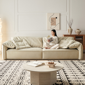 Nordic Style <strong>Elephant</strong> Ear <strong>Sofa</strong> Frosted Fabric Small-sized Living Room Designer Straight Row <strong>Sofa</strong> Down <strong>Sofa</strong> Set - Product Image 1