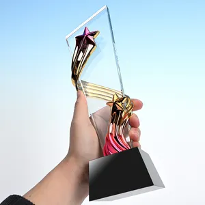 Troféu de vidro de cristal personalizado, vidro super estrela imprimentos logotipo gravado subolmação troféu