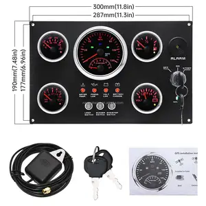 300*190mm Waterproof 12V/24V Speedometer And Tachometer Marine Instrument Panel Boat Instrument Panel