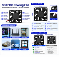 Ventilateur axial CC sans balais 12V 30x30x7mm à roulement à billes, mini ventilateur de refroidissement durable haute vitesse pour équipement de routage et commutation réseau