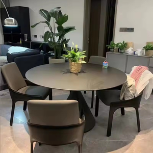 Table de salle à manger moderne Butter avec plateau en pierre frittée et base multifonctionnelle, mobilier de maison - Product Image 5