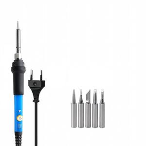 60W Adjustable Temp <b>Soldering</b> Iron <b>Kit</b> Blue EU Plug Welding Tool 5 Tips - Product Image 1
