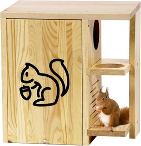 Nichoir en bois pour écureuils, assemblage facile, extra large, avec plateforme externe et porche - Product Image 1