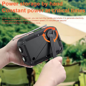 วิทยุฉุกเฉินแบบมือหมุน พลังงานแสงอาทิตย์ แบตสำรอง 5000mAh AM FM ไฟฉาย SOS เข็มทิศ อุปกรณ์เอาตัวรอดสำหรับตั้งแคมป์ พกพาสะดวก ขายส่ง - Product Image 4