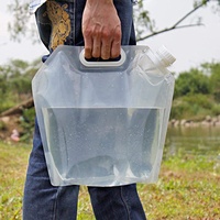Réservoir à eau Portable pliable, 5l, en plastique transparent sans BPA, pliable