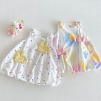 Nouvelle collection été 2026 : Robes bébé style coréen pour filles, avec nœud papillon, à pois, en pur coton doux, jupes mignonnes pour enfants