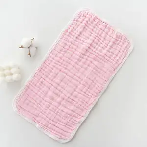 6 Layers 100% Cotton Organic Baby Burp Cloths With Custom Sizes Baby Muslin Towel Custom Face Towel Square For Newborn Kitchen