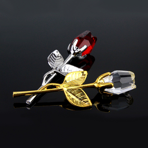 Flor Artificial de cristal rosa, varilla de oro y plata para novia, regalos de boda para invitados, venta al por mayor - Product Image 3