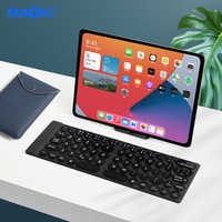 Matériel informatique Logiciel Portable Pliable Rechargeable Mince Mini Clavier Sans Fil Clavier Dent Bleue avec Support de Support