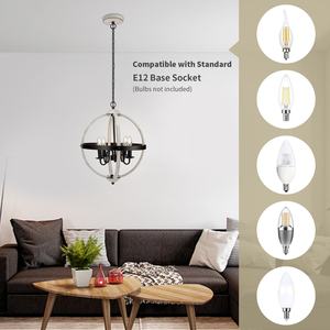 Lustre en fer de style industriel Lampe Lustre de salon Type de plafond Lustre réglable à quatre lampes - Product Image 2