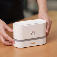 Diffuseur d'huiles essentielles portable à LED effet flamme, humidificateur d'air ultrasonique à brume froide et veilleuse