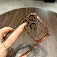 Étui de téléphone transparent brillant électroplaqué pour appareil photo, coque brillante pour EPhone 12/13/14/15/16/17 Pro Max/Air