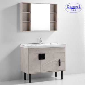 <span class=keywords><strong>DAMSEl</strong></span> ชุดตู้อ่างล้างมือในห้องน้ำทำจากไม้,ตู้ดีไซน์ห้องน้ำแบบปรับได้สีเทาสำหรับอ่างล้างมือ - Product Image 2