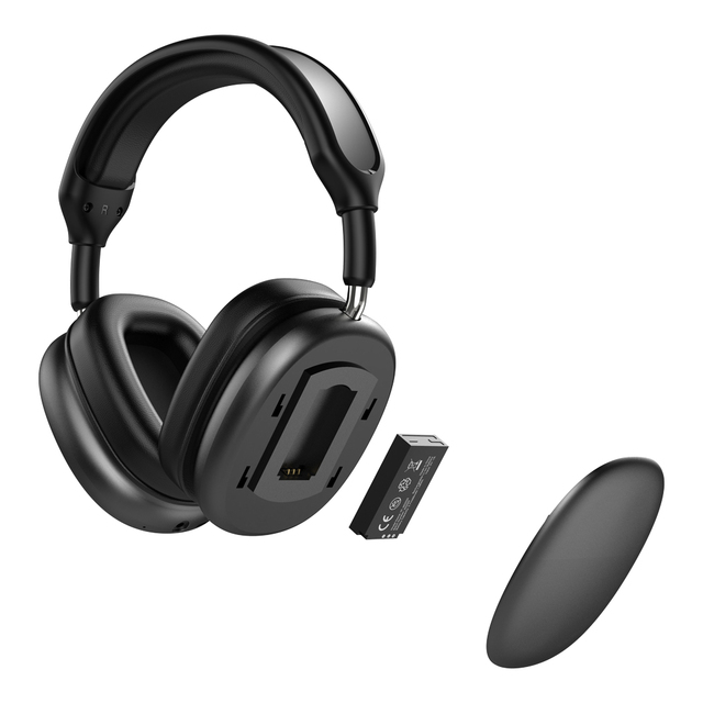 Trendy Compact Bluetooth Headphones With Replaceable Battery Anc Over Ear Wireless Headset With Mic