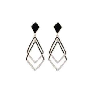 الأقراط اللامعة الأكثر مبيعاً أقراط مرصعة بسحاب أسود أقراط متدلية مزدوجة عصرية للنساء بالجملة - Product Image 5