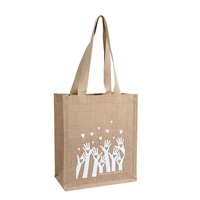 Sac de shopping en jute écologique avec poche et bouton, personnalisé avec logo imprimé, doux et enduit, vente en gros