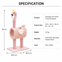 Arbre à chat rose flamant rose, tunnel pour chat, griffoir, lit en peluche, structure d'escalade en sisal pour chats d'intérieur