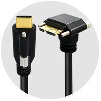 Kabel Data USB Type C Male ke USB 3.0 Micro B Male dengan Sekrup Pengunci untuk Pemasangan Panel pada Peralatan Industri
