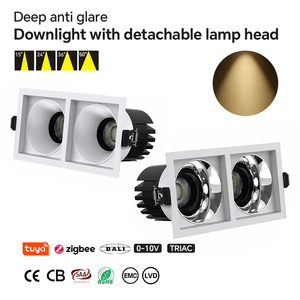 <span class=keywords><strong>Spot</strong></span> LED COB encastré <span class=keywords><strong>rectangulaire</strong></span> double tête moderne anti-éblouissement avec grille, en aluminium, pour intérieur, haute qualité - Product Image 1