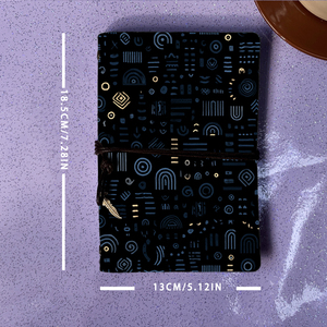 Cuaderno A6 de estilo vintage hecho a mano, carpeta de metal de 80 hojas para profesionales que trabajan con círculos, líneas, arcos y cuadrados Patt - Product Image 4
