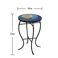 Table interactive d'extérieur en fer noir à mosaïque d'océan de haute qualité, mobilier de style nordique, petit accessoire, pour le thé, pièces