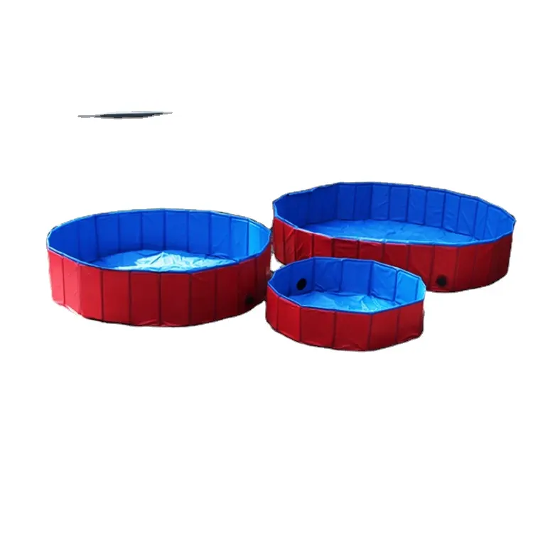 Blue and red color PVC foldable dog pet cat pool large dog pet washing swimming pool 80x20cm