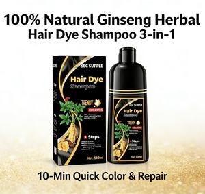Shampoo alle Erbe di Ginseng 100% Naturale 3-in-1 - Tinta Rapida per Capelli in 10 Minuti Marrone Scuro/Nero con Formula Riparatrice per Tutti i Tipi di Capelli - Product Image 1