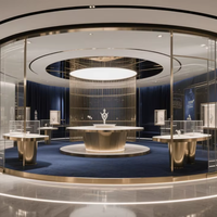 Conception d'intérieur de boutique de bijoux de luxe sur mesure, aménagement complet, présentoirs, vitrines en verre, luminaires LED, solution tout-en-un