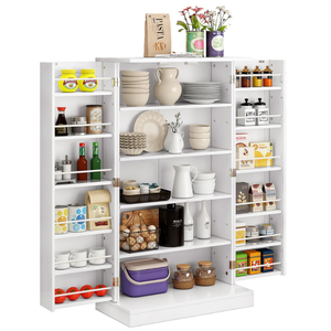Modern White Pantry <strong>Storage</strong> <strong>Cabinets</strong> for Kitchen <strong>and</strong> Dining Room Wood Panel <strong>with</strong> <strong>Doors</strong> <strong>and</strong> <strong>Shelves</strong> - Product Image 1