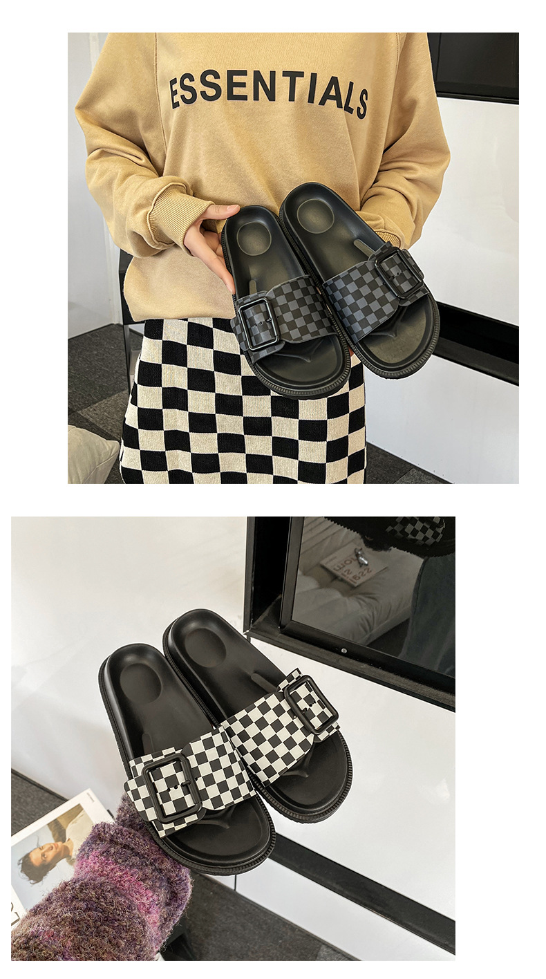 Custom Design Double Buckle Home Slippers EVA PVC Soft Sole Non-slip Couple Slipper