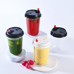 Gobelet en plastique jetable transparent en PP de 500 ml (90-16 oz) avec couvercles, forme en U, pour boissons froides, thé au lait Boba, café, avec logo personnalisé - Product Image 1