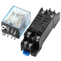 Relais Heschen LY2NJ 12VDC Bobine 10A 24VDC/220VAC DPDT avec indicateur LED, montage standard allemand avec base de montage