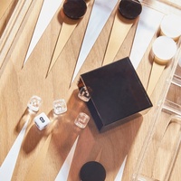 Boîte de backgammon moderne contemporaine pré-assemblée en acrylique écologique