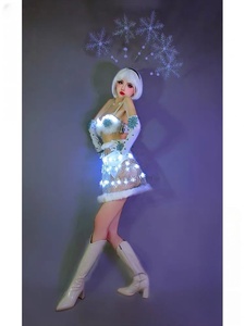 Disfraz de Gogo para Navidad, Vestido Transparente con Copos de Nieve Luminosos Blancos, para Club Nocturno, Grupo B de Baile, <span class=keywords><strong>Robot</strong></span>, Adultos, Conjuntos para Escenario - Product Image 5