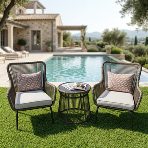 Conjunto de Jardín de 2 Plazas con Estructura de Aluminio Estilo Mediterráneo, Resistente a la Intemperie, Diseño Moderno para Comedor de Villa y Patio - Product Image 1