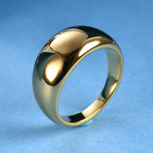 Anillo Ovalado de Acero de Titanio de 10 mm, Color Dorado, Joyería de Moda para Hombre, Regalo, Forma Geométrica, Diseño Sencillo - Product Image 2