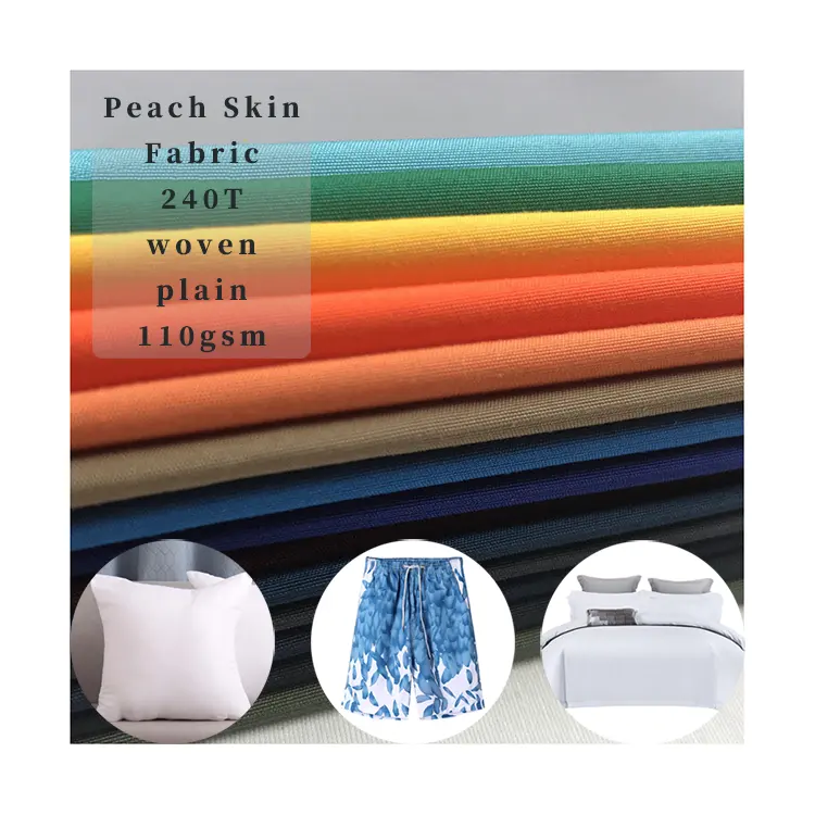 Customized woven 100% Polyester microfiber peach skin fabric for boardshort beach short home textile bed sheet fabric