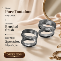 Bagues de couple en tantale 6mm 8mm pour un style classique, luxe, éternité, gris naturel, tantale pur de qualité supérieure, bague de mariage pour homme, ajustement confortable