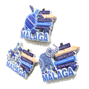 Imán <span class=keywords><strong>de</strong></span> Refrigerador Personalizado <span class=keywords><strong>de</strong></span> Resina 3D con Diseño <span class=keywords><strong>de</strong></span> Málaga, España, Azulejo Mediterráneo Azul, Tortuga Marina, Gecko, Elefante, Recuerdo - Product Image 2