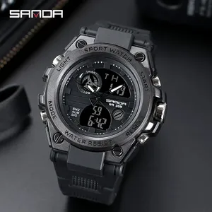 SANDA marka G tarzı erkekler dijital saat şok lüks spor saatler moda su geçirmez elektronik kol saati erkekler Relogio Masculino - Product Image 3