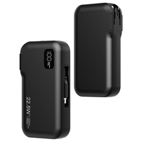 Batterie externe Wesdar 10000mAh avec écran numérique, prise murale AC et câbles intégrés, chargeur rapide PD 22W pour smartphone, noir
