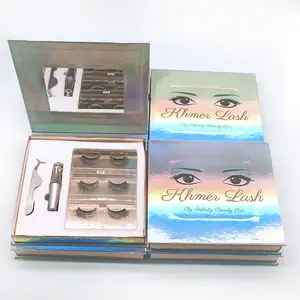 ME010自有品牌批发3D磁性假睫毛热销5磁铁磁铁睫毛套装