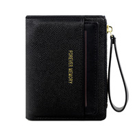 Portefeuille court zippé en cuir PU de style coréen, élégant, avec porte-cartes, porte-monnaie, porte-cartes d'identité et porte-cartes de visite
