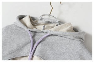Thời Trang Tùy Chỉnh Ladies Sexy Đồng Bằng Phòng Tập Thể Dục Crop Top Dài Tay Áo Phụ Nữ Giản Dị Hoodie Áo Thun Cộng Với Kích Thước Của Phụ Nữ Hoodies & Áo Nỉ - Product Image 5
