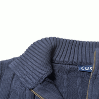 Pull en tricot brodé pour homme, hiver, col polo, personnalisé, en coton, pull à quart de zip, décontracté, de luxe, de créateur