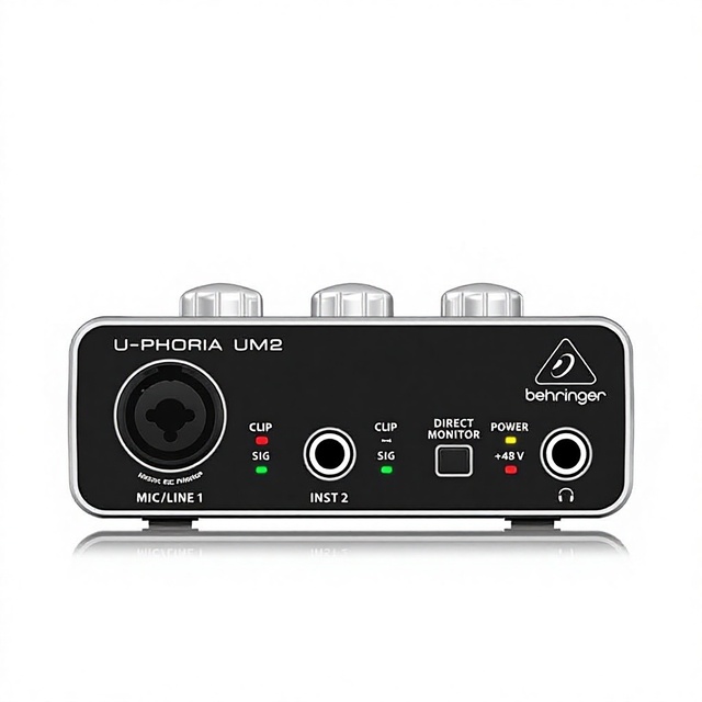 BEHRINGER UM2 USB External Sound Card Phantom Power Supply for Professional Recording Computer Streaming Singing Live