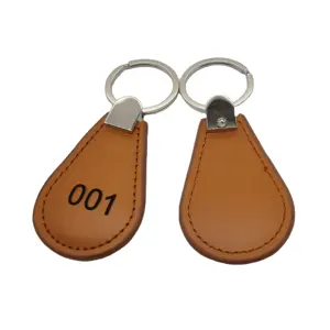 Leather Smart 13.56MHZ Keychain Key Fob Tag RFID Keyfob Custom Logo Printing